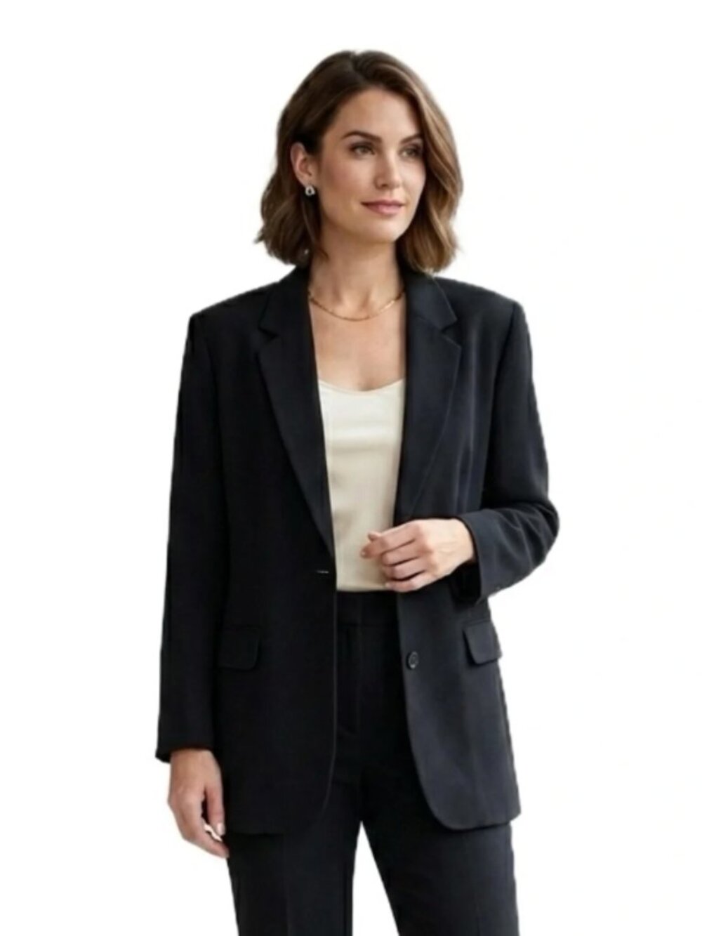 Nygard Collection Black Single Button Blazer Sz 8P #299B